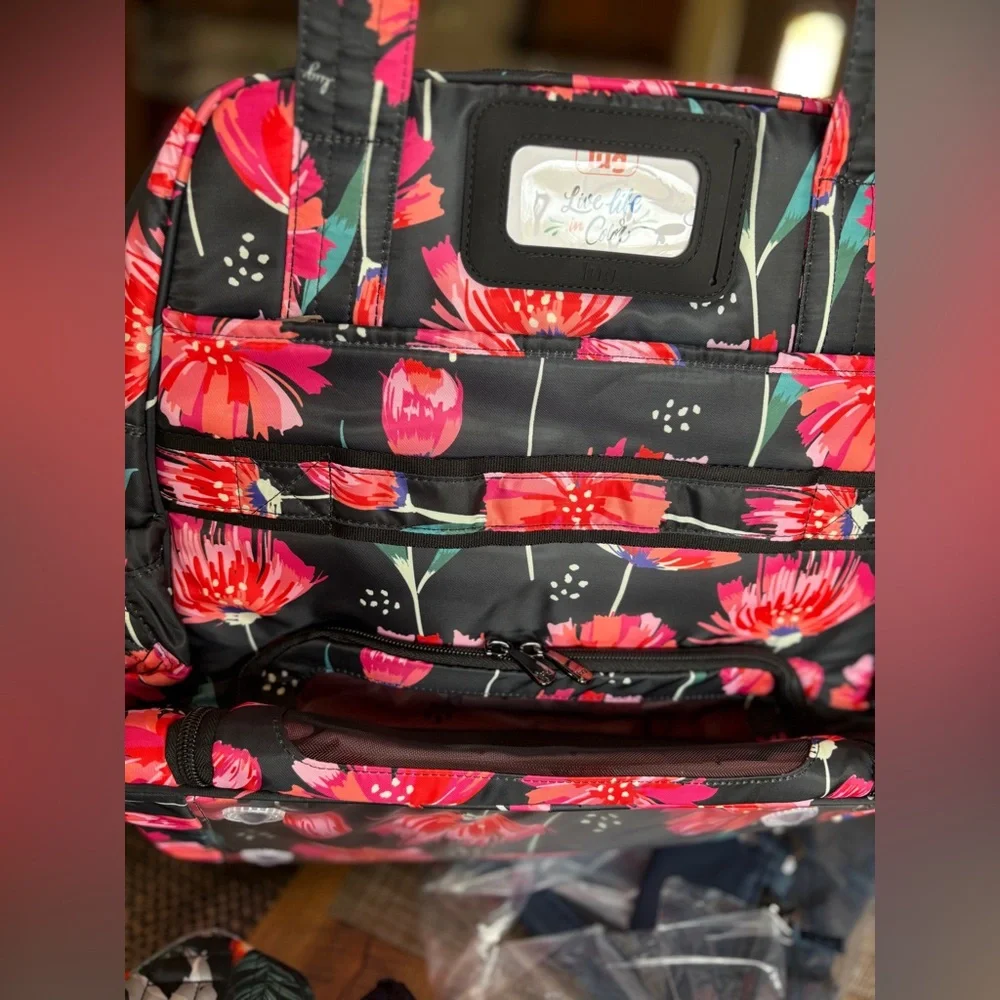 Lug Puddle Jumper LE Tote Bag. Pom Pom Floral Black. NWT - Picture 9 of 11